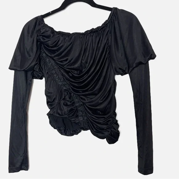 Vintage D&G Ruched Puff Sleeve Top Y2K Made in Italy size small rare Bodycon - Picture 5 of 5